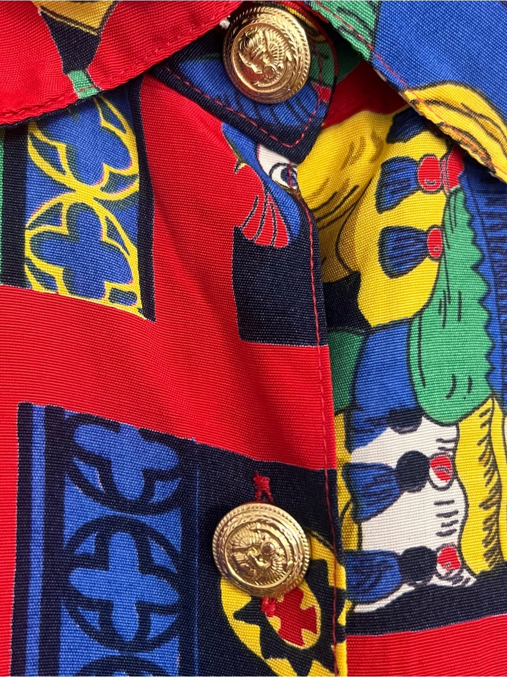 Vintage Vittadini Sport Tarot Button Down Shirt Long Sleeve Maximalist Sz M Bold - Picture 4 of 11